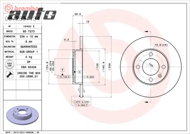 08.2631.34 BREMBO TARCZA HAMULCOWA