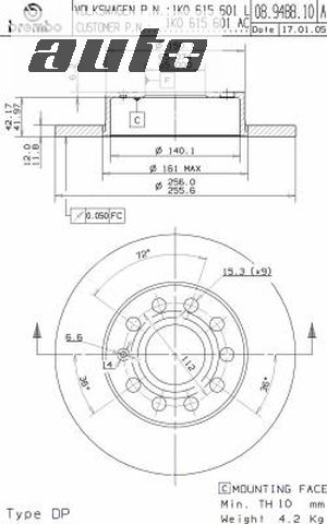 08.9488.10 BREMBO TARCZA HAMULCOWA