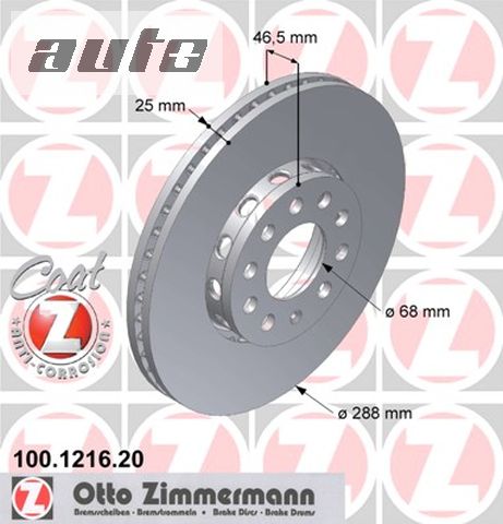 100.1216.20 ZIMMERMANN Tarcza hamulcowa przód VW PASSAT 1.6-2.8 10.96-05.05