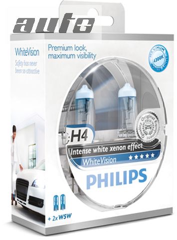 12342WHVSM PHILIPS ZAROWKA PHILIPS H4 WhiteVision + W5W /2szt./