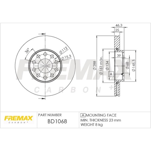 BD-1068 FREMAX TARCZA HAMULCOWA