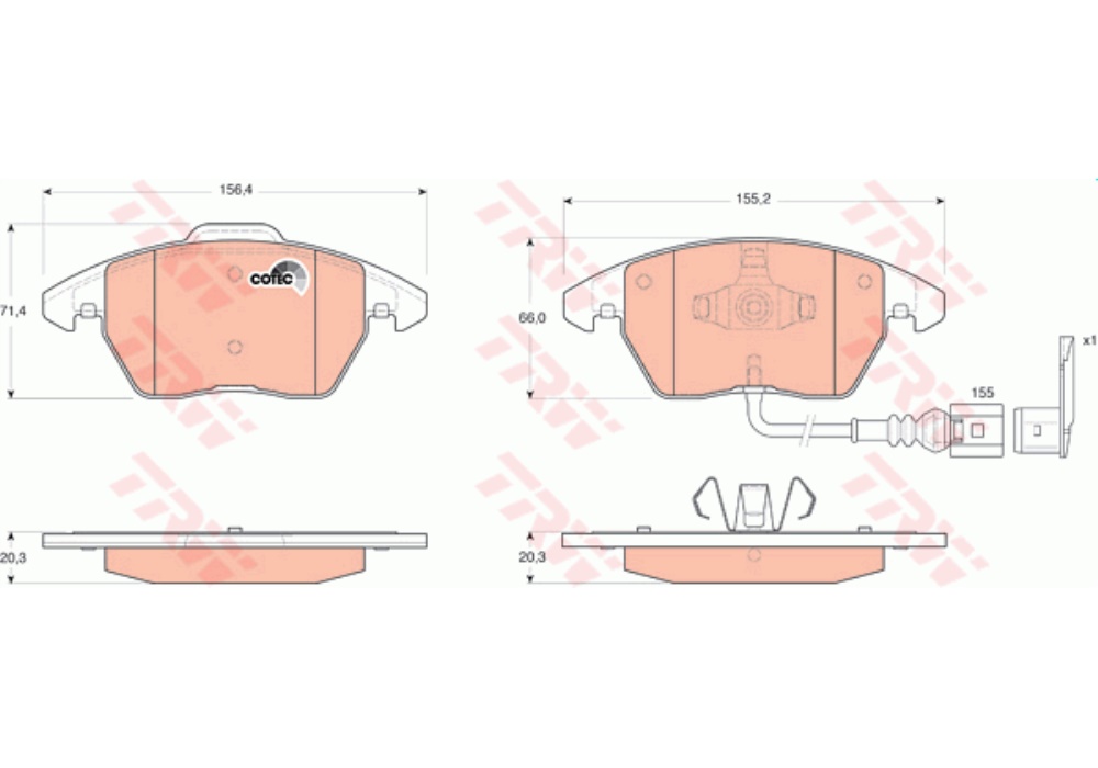 GDB1550 TRW Klocki hamulcowe kpl. przód AUDI A1, A3, TT; SEAT ALTEA, IBIZA; SKODA OCTAVIA, R