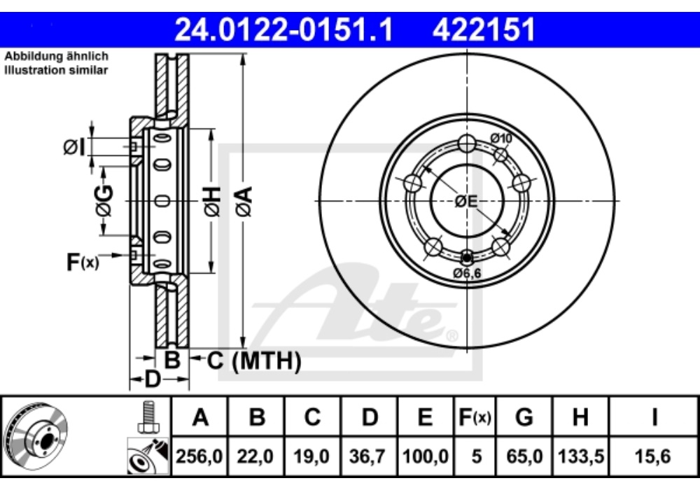 24.0122-0151.1 ATE TARCZA HAMULCOWA