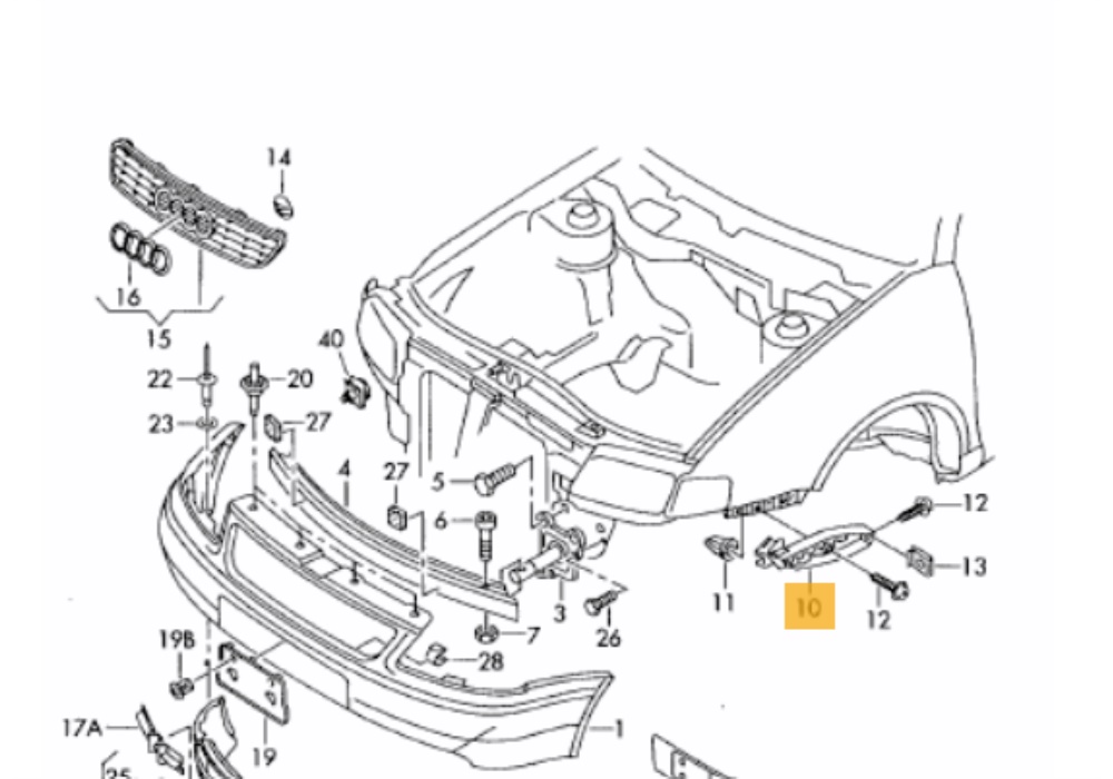 8L0807184E VW CLASSIC Ślizg zderzaka prawy Audi A3 8L  09.00>06.03 Description: Audi A3/S3/quattro
