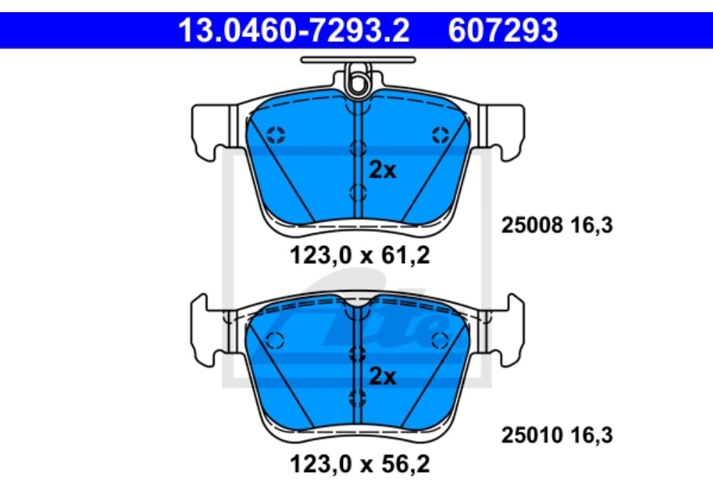 13.0460-7293.2 ATE KLOCKI HAMULC. VW GOLF VII  12- TYŁ (!)