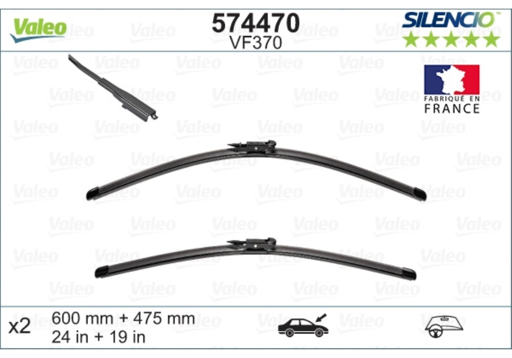 574470 VALEO Pióro wycieraczki bezszkieletowe przód ze spojlerem (2szt.) VF321 Silencio Xtrm