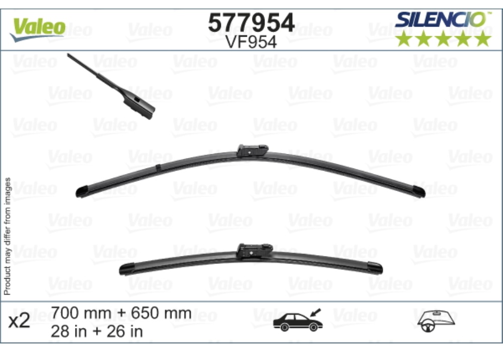577954 VALEO Pióro wycieraczki bezprzegubowe przód ze spojlerem  VW Crafter (2szt.) Silencio