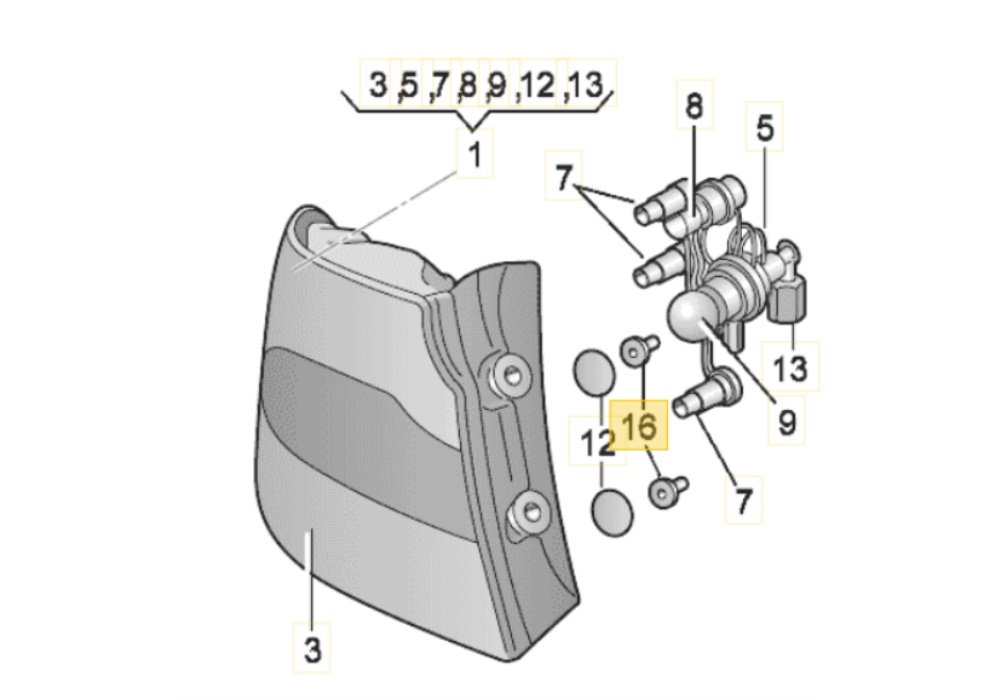 N91132101 VAG Blachowkręt z łbem "torx" śruba lampy tył Skoda