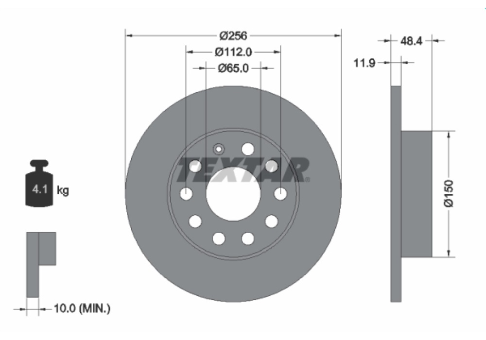 92121103 TEXTAR TARCZA HAMULCOWA1K0615601L