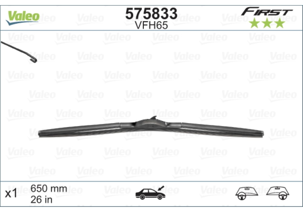 575833 VALEO Pióro wycieraczki hybrydowe przód ze spojlerem (1szt.) VFH65 First Blade 650mm