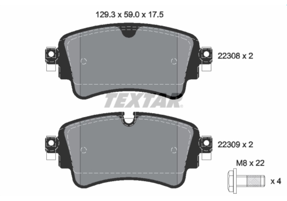 2230801 TEXTAR KLOCKI HAMULCOWE/T/ AUDI A4 1.4TFSI 15-