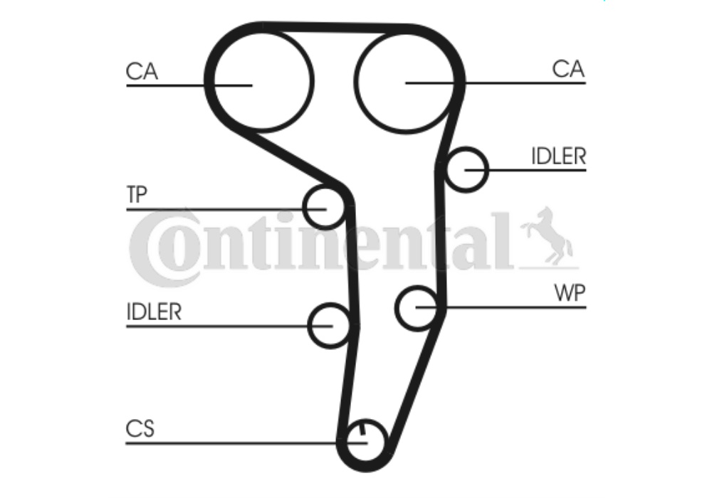 CT1051WP1 CONTINENTAL CTAM Rozrząd kpl. (pasek + rolka + pompa cieczy) pasuje do: AUDI A3, A4 B7, A6 C6; CH