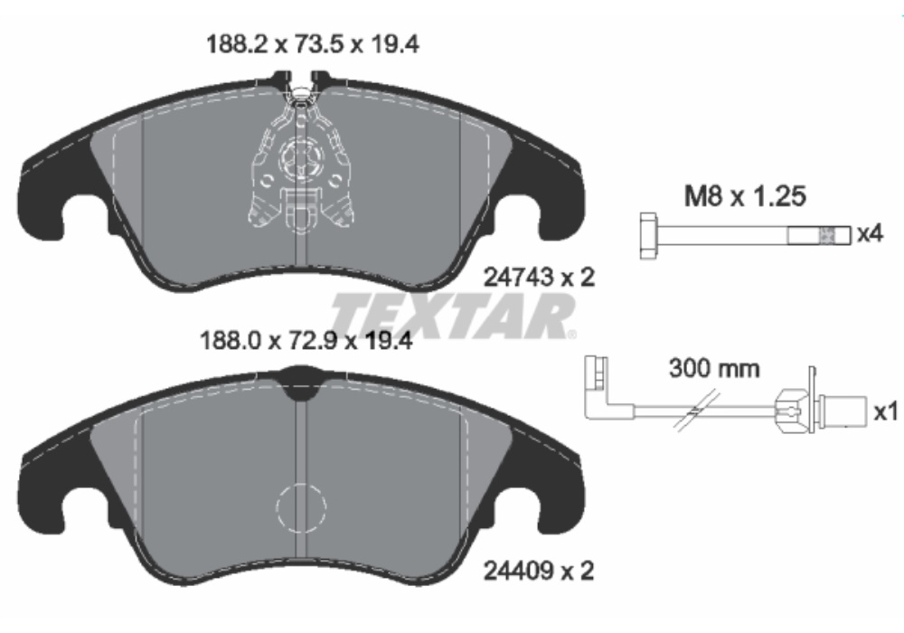 2474301 TEXTAR KLOCKI HAMULCOWE PRZÓD AUDI A4 07-