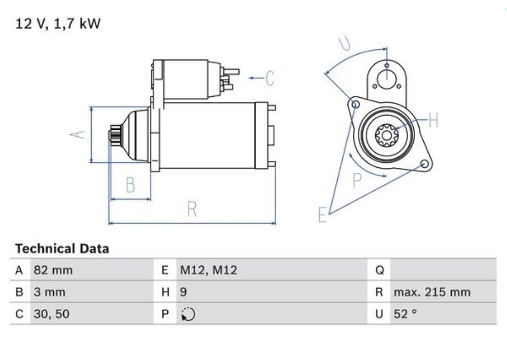 0 986 024 250 BOSCH ROZRUSZNIK MOC ROZRUCHOWA [KW]: 1,7 KW AUDI A4,A6 1.9TDI 01-05, VW PASSAT 1.9TDI