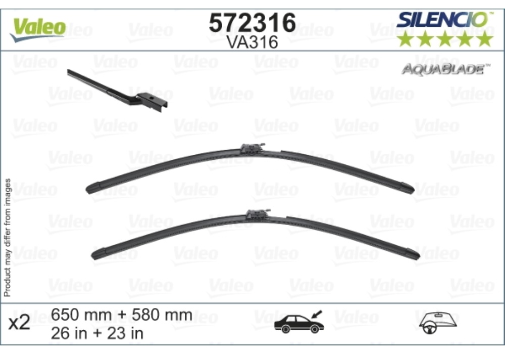572316 VALEO VA316 Pióro wycier.650/580mm (SILENCIO AQUABLADE)