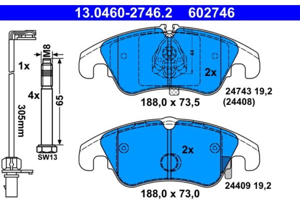 13.0460-2746.2 ATE KLOCKI HAMULCOWE