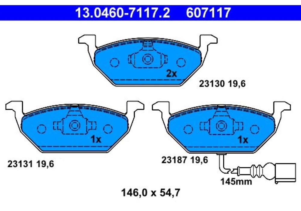 13.0460-7117.2 ATE KLOCKI HAMULCOWE z czujnikami