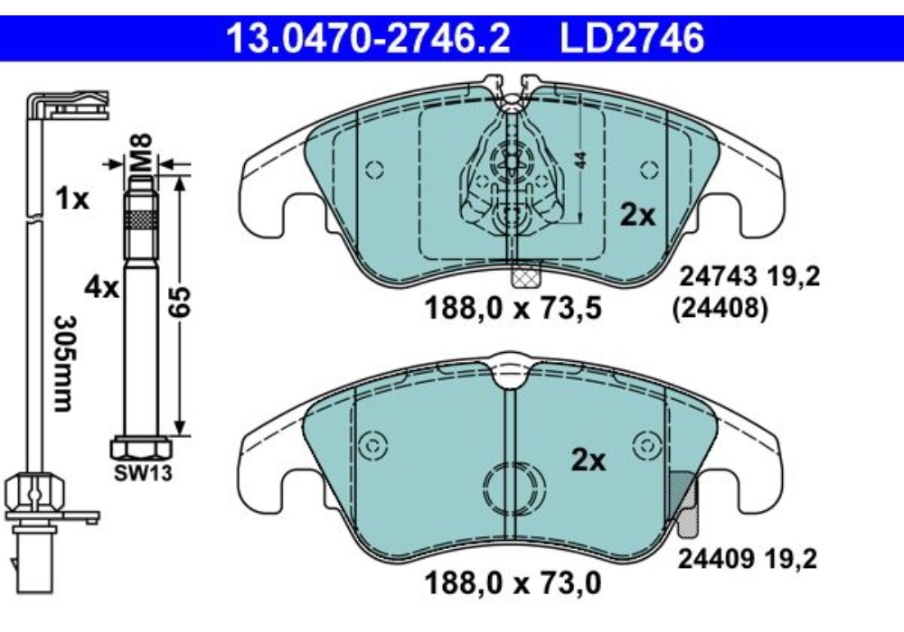 13.0470-2746.2 ATE KLOCKI HAMULCOWE