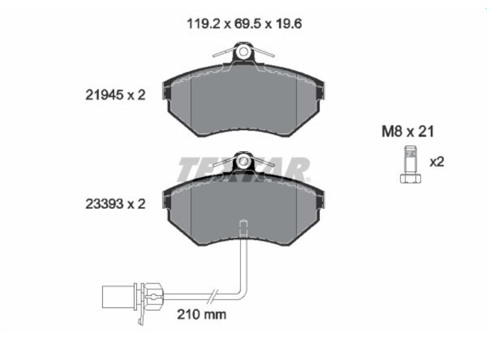 2194504 TEXTAR Klocki hamulcowe kpl. przód AUDI A4 B5, A4 B6, A4 B7; VW PASSAT B5 1.6-2.8 11.94