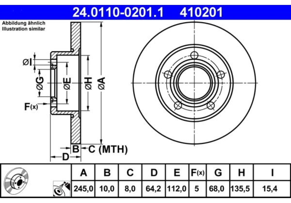 24.0110-0201.1 ATE TARCZA HAMULCOWA