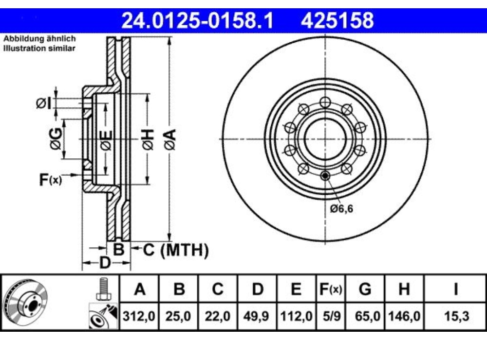24.0125-0158.1 ATE TARCZE HAMULCOWE
