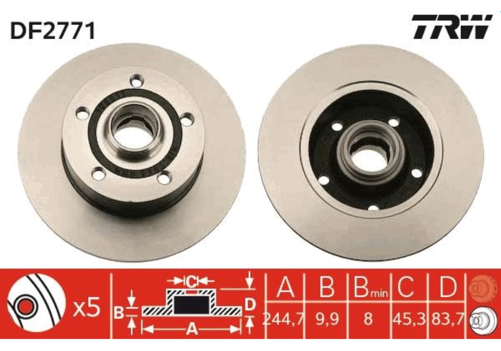 DF2771 TRW TARCZA HAMULCOWA