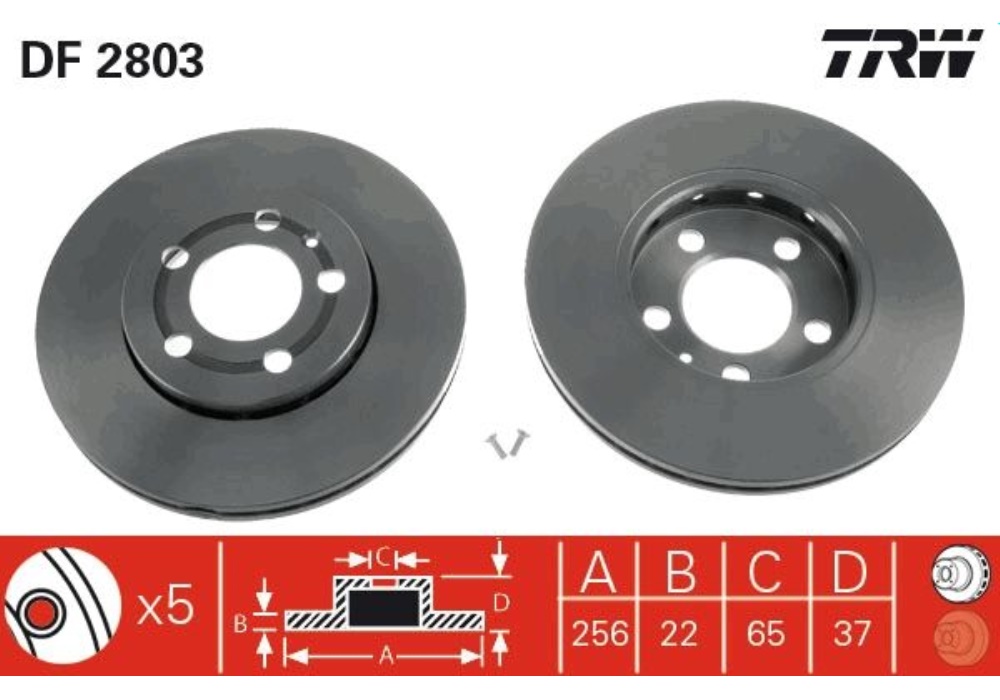 DF2803 TRW TARCZA HAMULCOWA PRZEDNIA