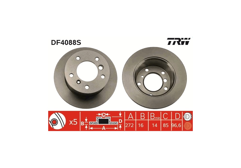 DF4088S TRW TARCZA HAMULCOWA DB 02-TYL