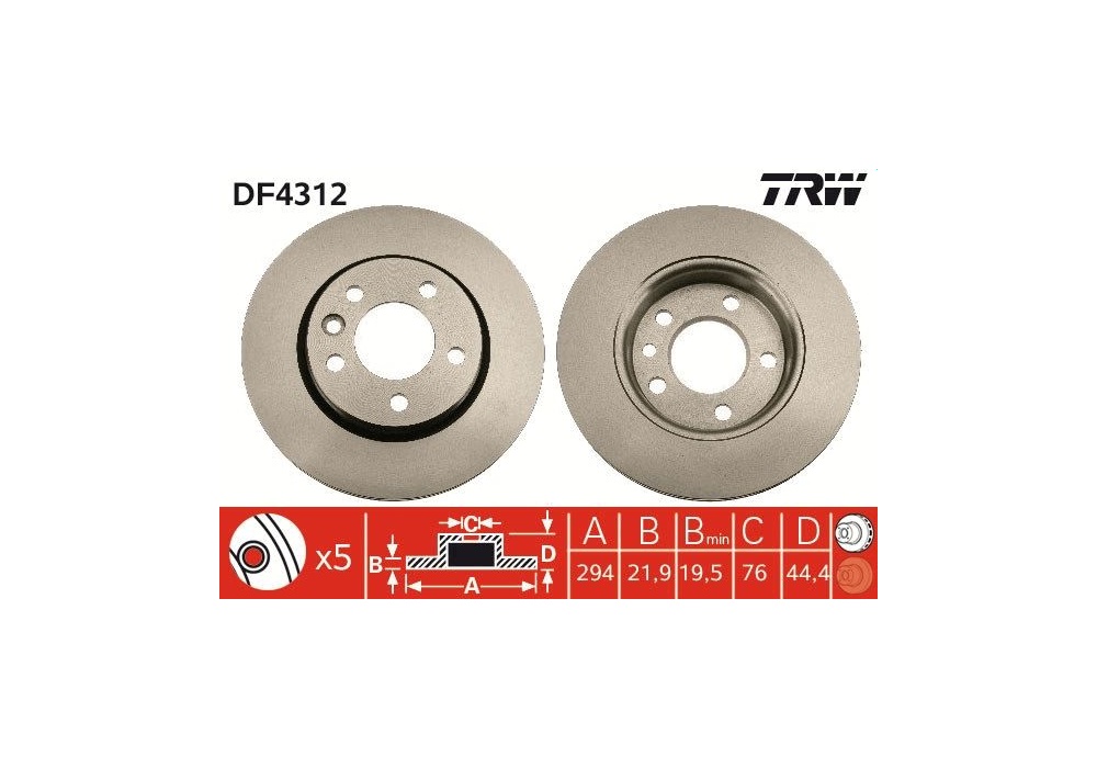 DF4312 TRW TARCZA HAM. T5 TYL 16"