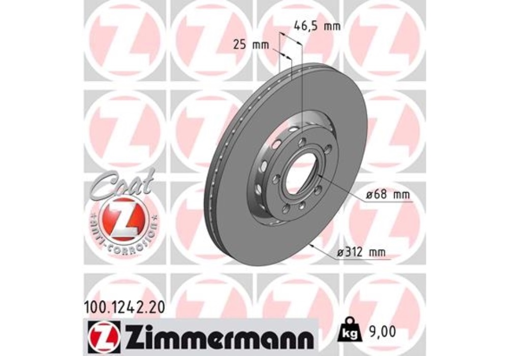 100.1242.20 ZIMMERMANN TARCZA HAMULCOWA