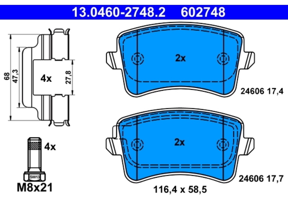 13.0460-2748.2 ATE KLOCKI HAMULCOWE