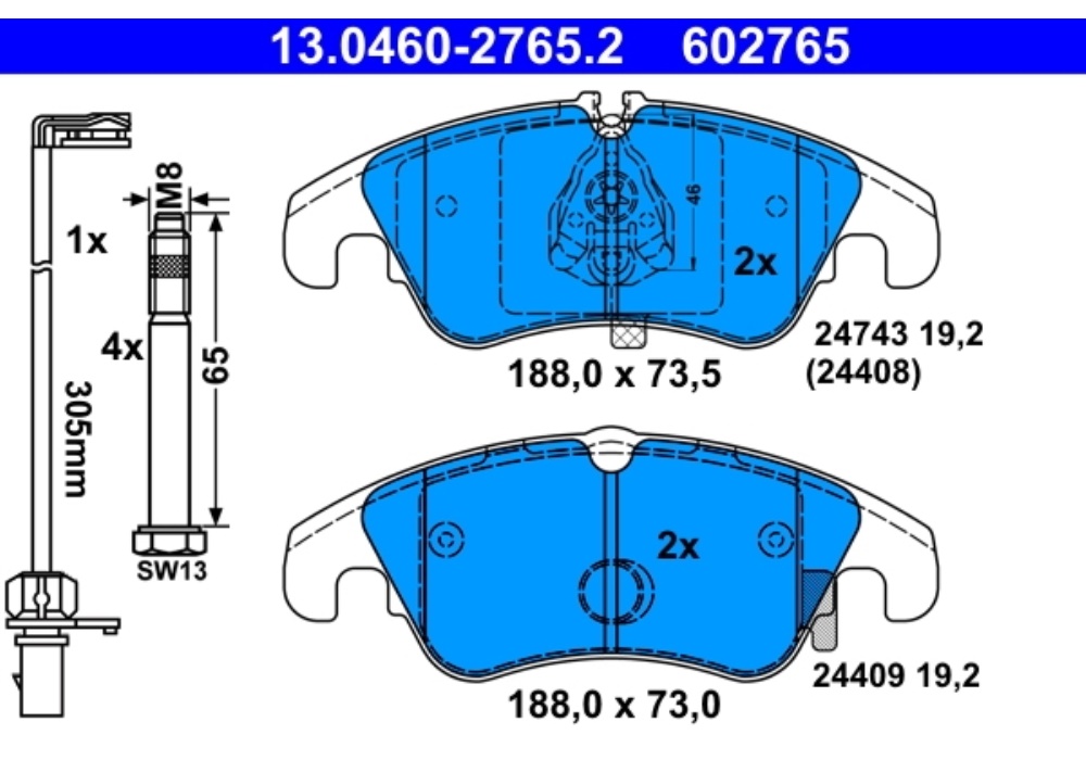 13.0460-2765.2 ATE KLOCKI HAMULCOWE
