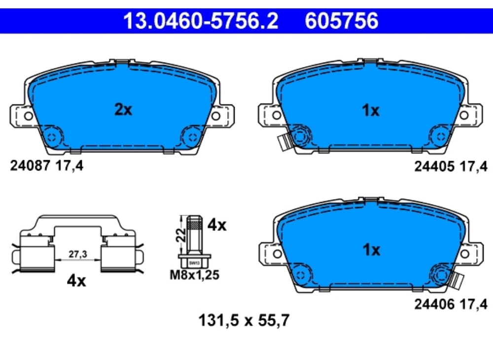 13.0460-5756.2 ATE KLOCKI HAMULCOWE