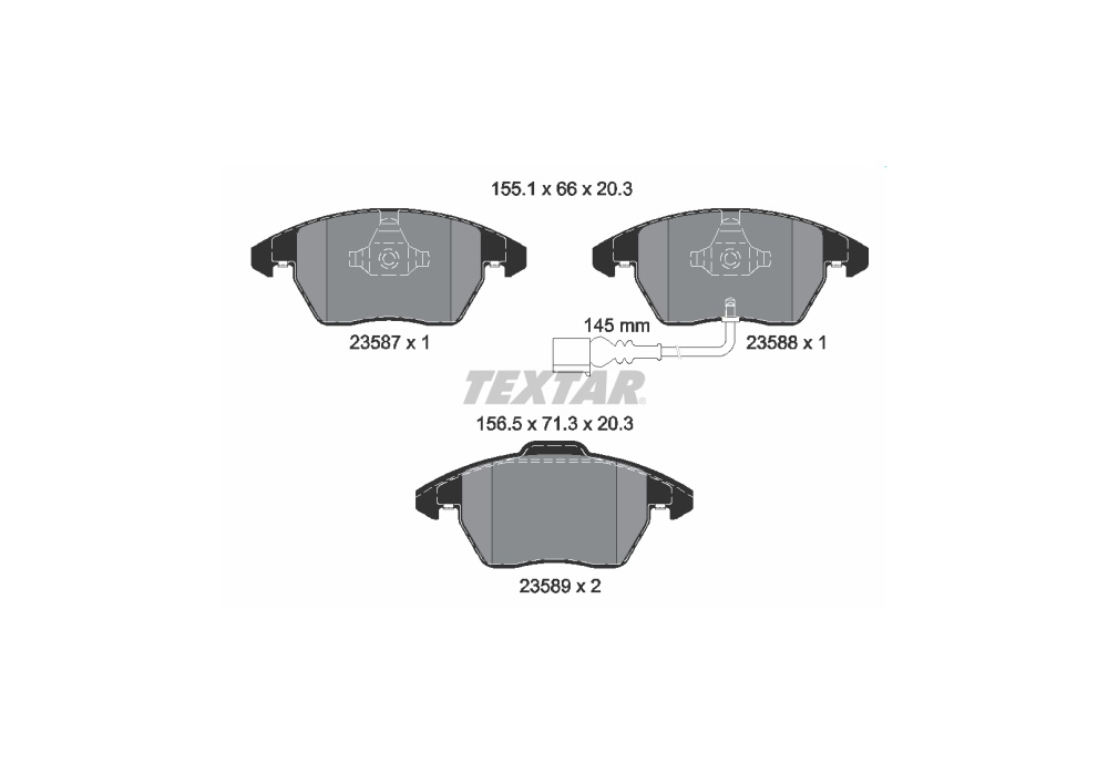 2358701 TEXTAR Klocki hamulcowe kpl. przód AUDI A1, A3, TT; SEAT ALTEA, IBIZA; SKODA OCTAVIA,