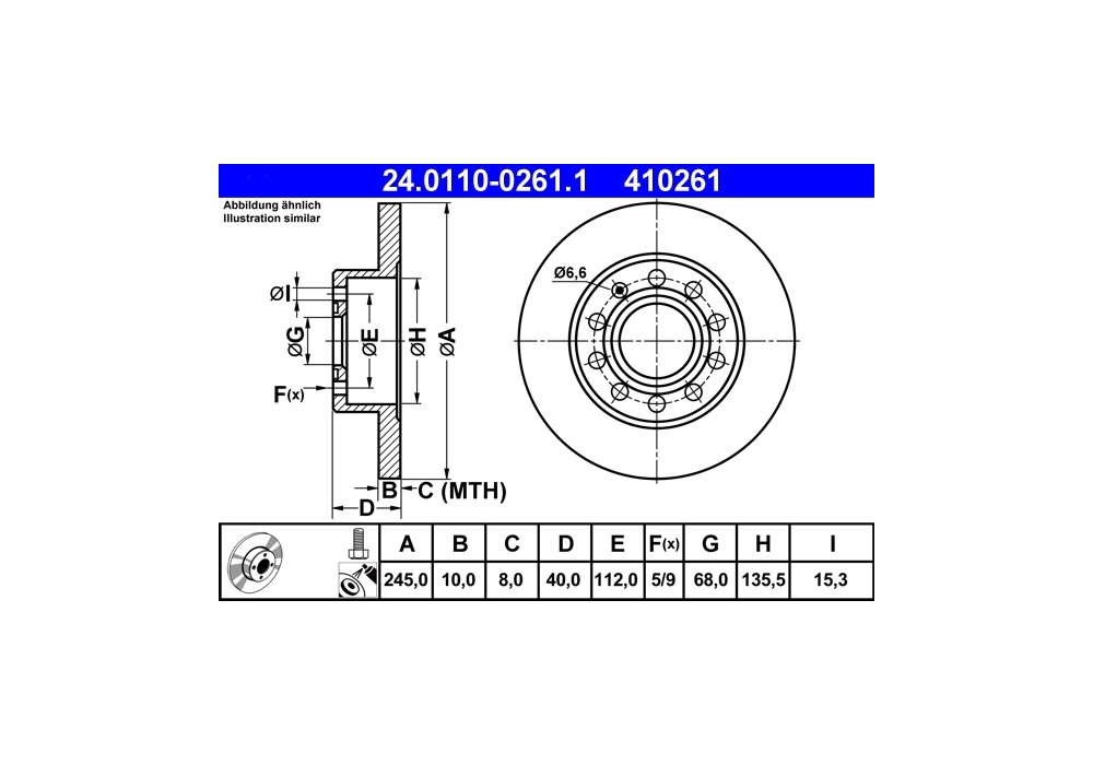 24.0110-0261.1 ATE TARCZA HAM. TYL