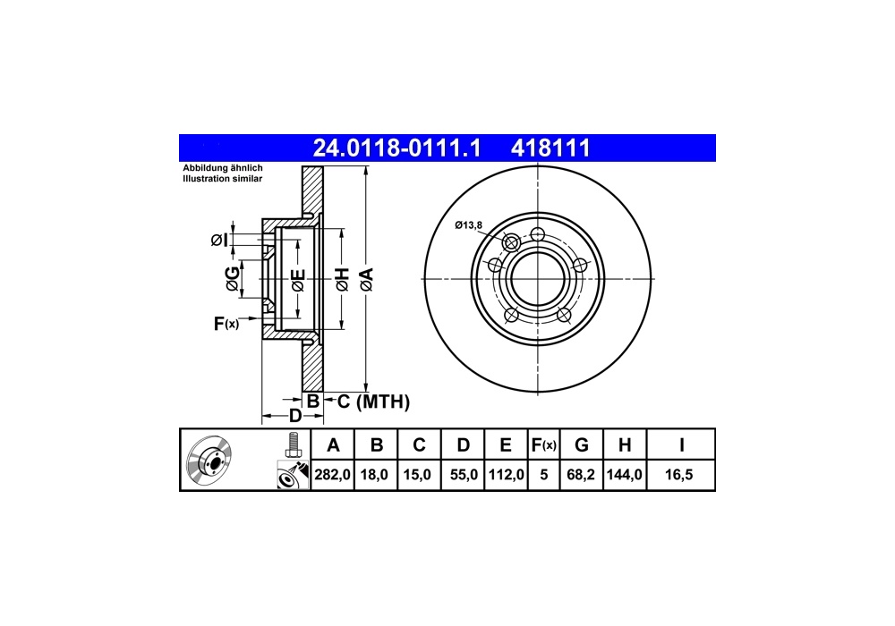 24.0118-0111.1 ATE TARCZA HAMULCOWA