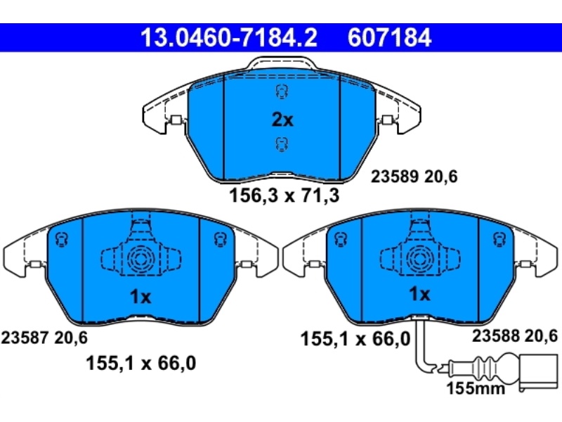 13.0460-7184.2 ATE Klocki hamulcowe kpl. przód AUDI A1, A3, TT; SEAT ALTEA, IBIZA; SKODA OCTAVIA,