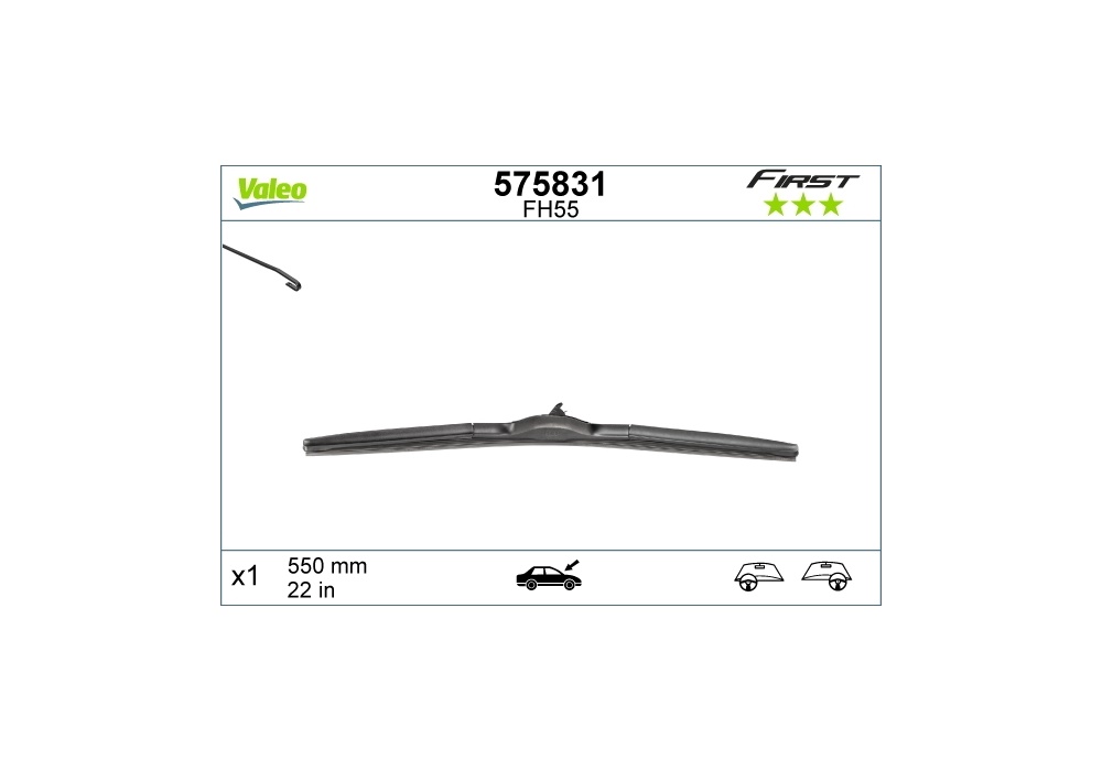 575831 VALEO Pióro wycieraczki hybrydowe przód ze spojlerem (1szt.) 550mm p