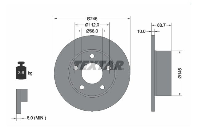 92057503 TEXTAR TARCZA HAMULCOWA