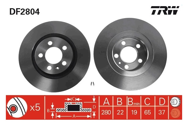 DF2804 TRW TARCZA HAMULCOWA
