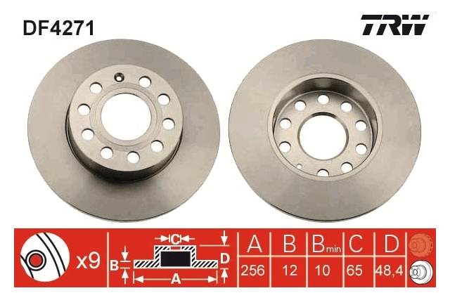 DF4271 TRW TARCZA HAMULCOWA TYLNA OCTAVIA II/TRW