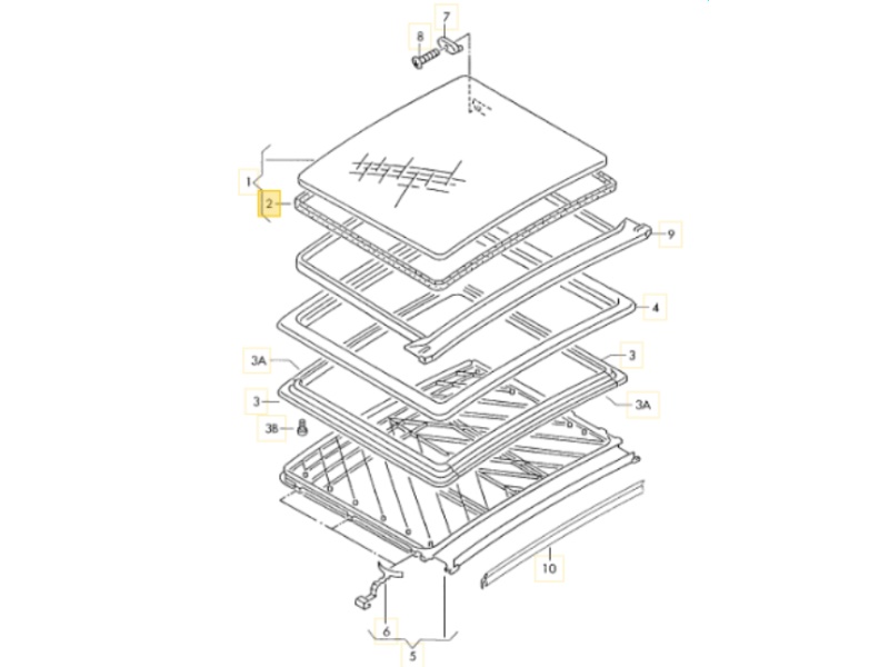 703877209 VW CLASSIC uszczelka 3345MM  seal  szyberdach szklany tył VW T4