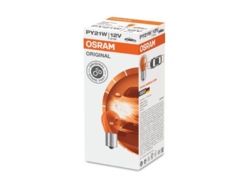 7507 OSRAM Żarówka PY 21W 12V (PY21W pomarańczowa,kierunk.