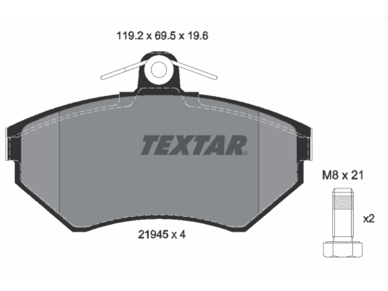 2194503 TEXTAR Klocki hamulcowe kpl. przód AUDI A4 B5, A4 B6, A4 B7; VW PASSAT B5 1.6-2.8 11.94