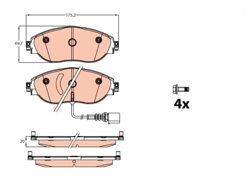 GDB2114 TRW KLOCKI HAM. SKODA OCTAVIA 12-