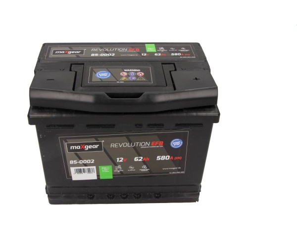 85-0002 MAXGEAR AKUMULATOR 12V 62AH/580A L- 242X175X190 EFB MAXGEAR REVOLUTION ENHANCED FLOODED