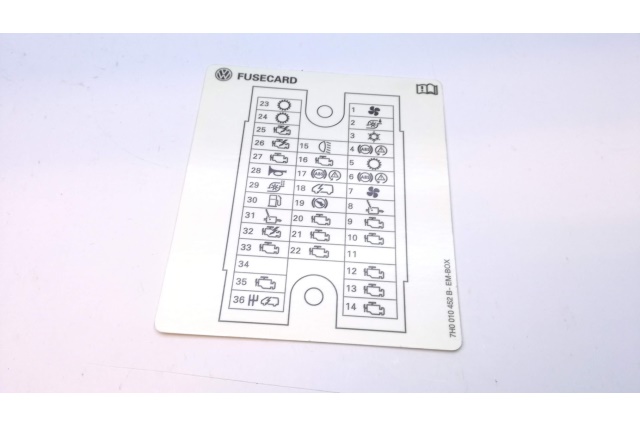 7H0010452B VW CLASSIC Tabliczka informacyjna rozmieszczenia be Label for VW T5