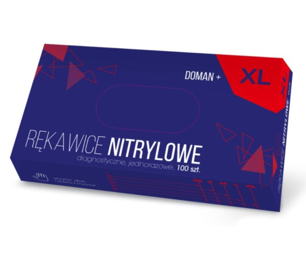 5902921260448 DOMAN RĘKAWICE ROBOCZE NITRYLOWE XL niebieskie 100szt