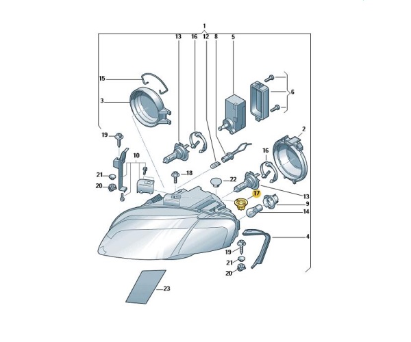 8E0941118 VW CLASSIC Klip (nakrętka) mocowania reflektora Audi A4 B6