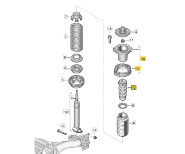 8D0512099A VW CLASSIC Gniazdo amortyzatora gora góra tył Audi A4 B5 95-